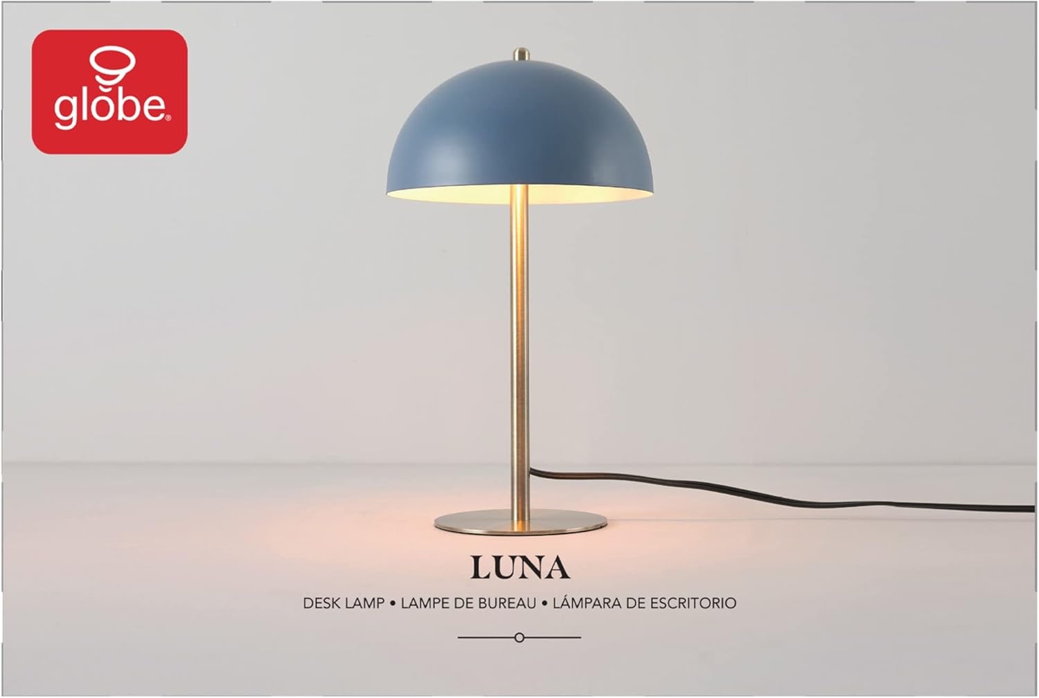 image:imageGlobe Electric 12976 Haydel 21 2Light Table Lamp Matte Brass Double OnOff Pull ChainLuna Blue