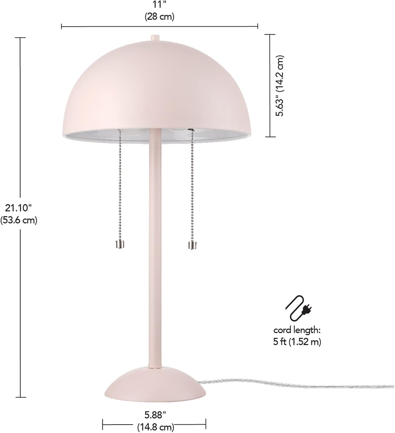 image:imageGlobe Electric 12976 Haydel 21 2Light Table Lamp Matte Brass Double OnOff Pull ChainLuna Pink