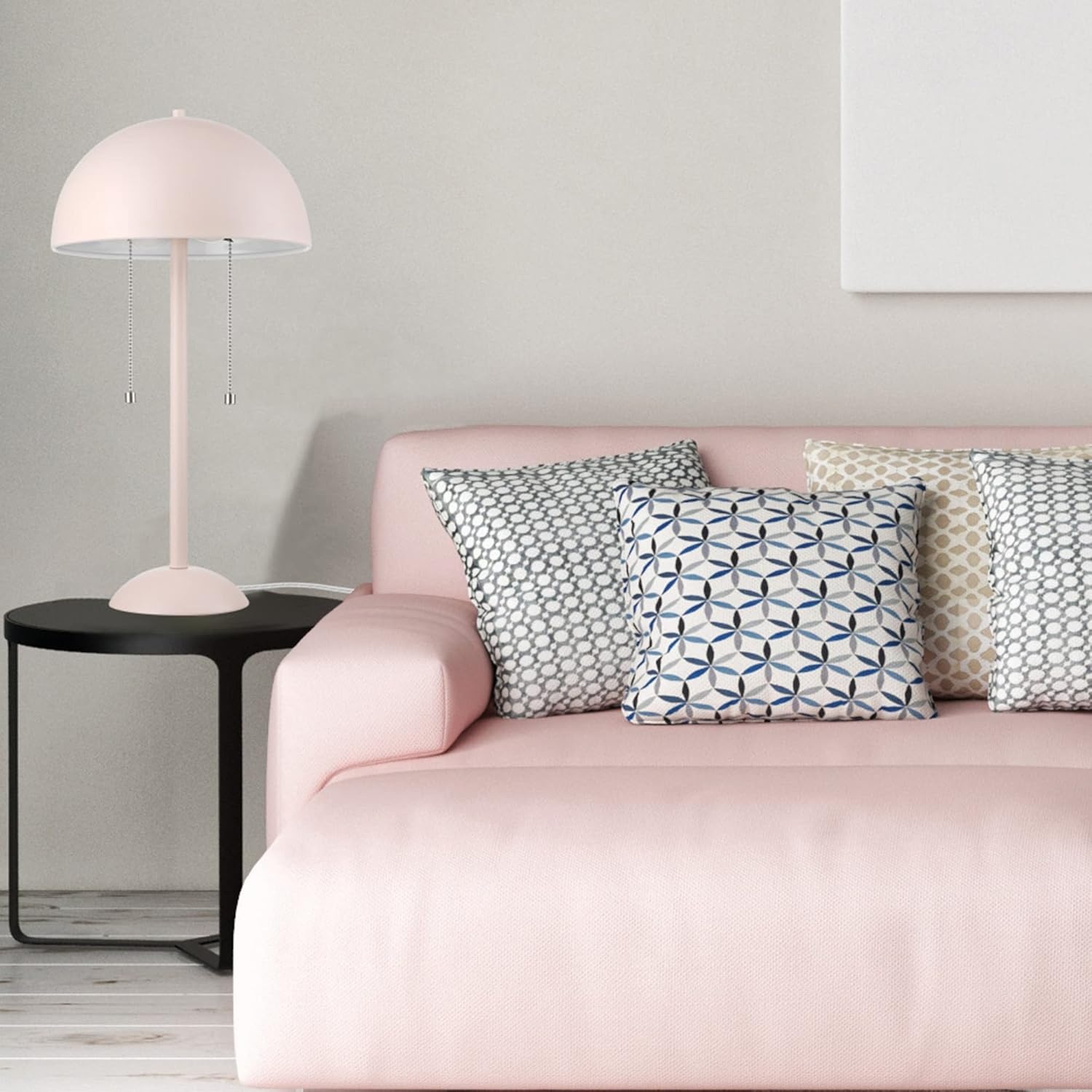 image:imageGlobe Electric 12976 Haydel 21 2Light Table Lamp Matte Brass Double OnOff Pull ChainLuna Pink