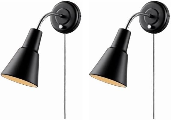 image:imageGlobe Electric 13064 Sophie 1Light Plugin or Hardwire Wall Sconce Chrome Gooseneck Matte Rose 6ft Clear Cord Bulb Not IncludedBlack