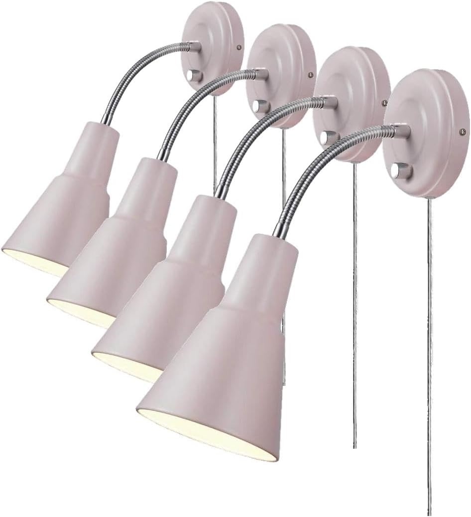 image:imageGlobe Electric 13064 Sophie 1Light Plugin or Hardwire Wall Sconce Chrome Gooseneck Matte Rose 6ft Clear Cord Bulb Not IncludedPink