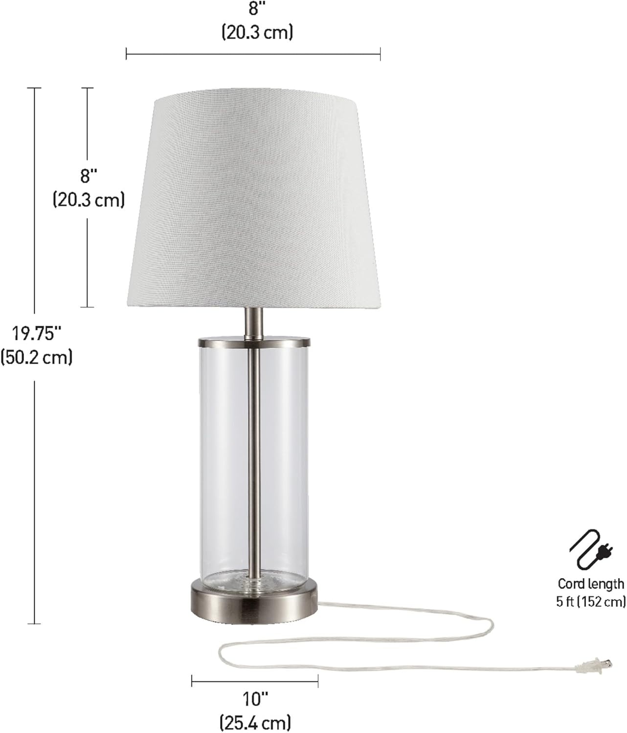 image:imageGlobe Electric 15 Ceramic Table Lamp Matte Black Base WoodToned Accent White Linen Shade Dual Rotary Switch Modern Bedroom or Office Lighting 61000046Steel Clear