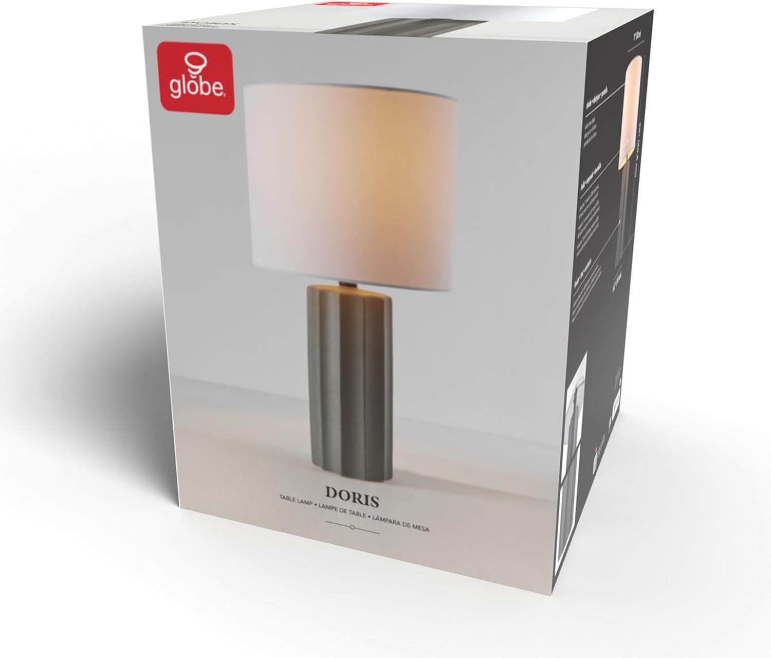 image:imageGlobe Electric 15 Ceramic Table Lamp Matte Black Base WoodToned Accent White Linen Shade Dual Rotary Switch Modern Bedroom or Office Lighting 61000046Dark Grey
