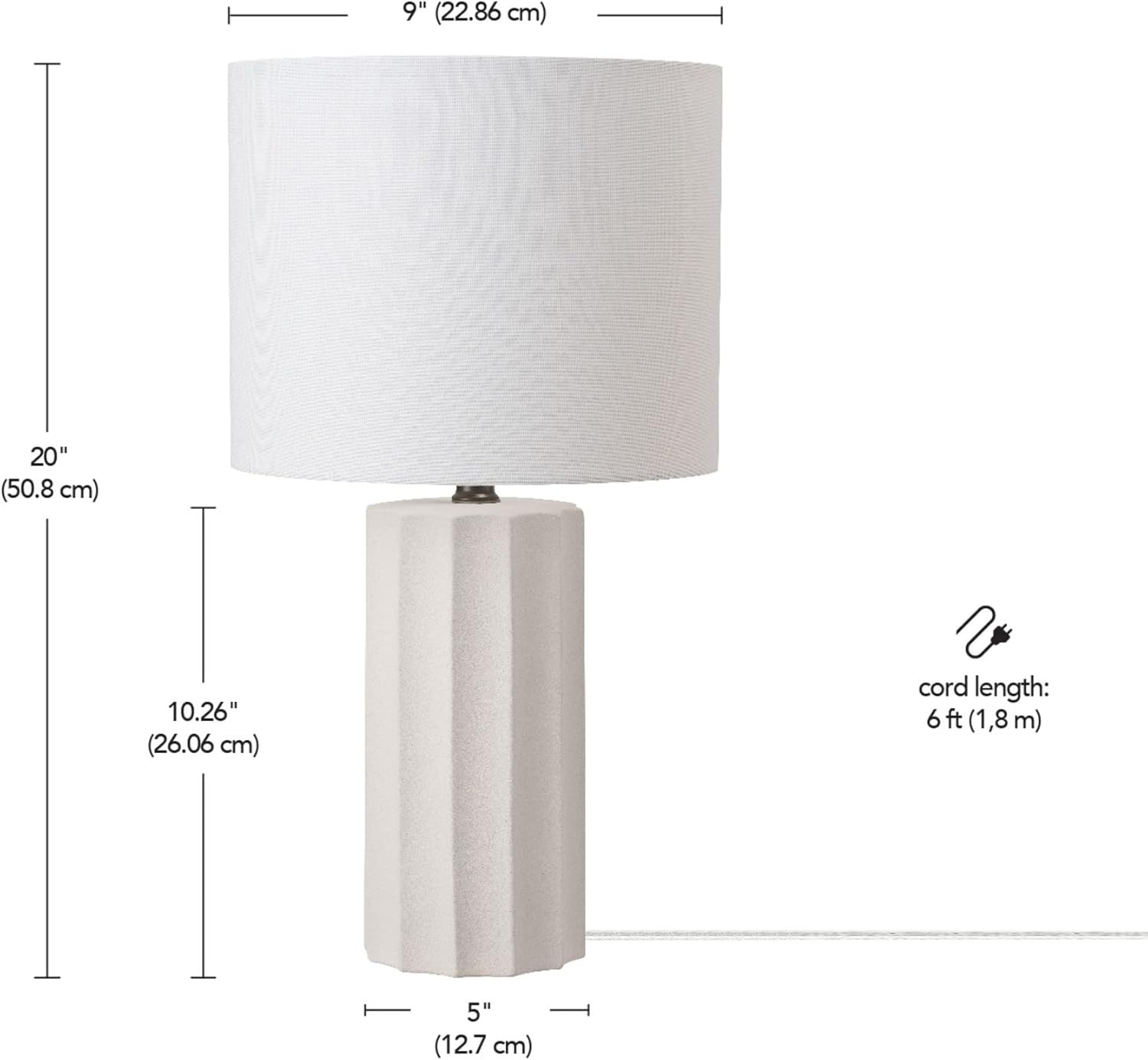 image:imageGlobe Electric 15 Ceramic Table Lamp Matte Black Base WoodToned Accent White Linen Shade Dual Rotary Switch Modern Bedroom or Office Lighting 61000046White Doris