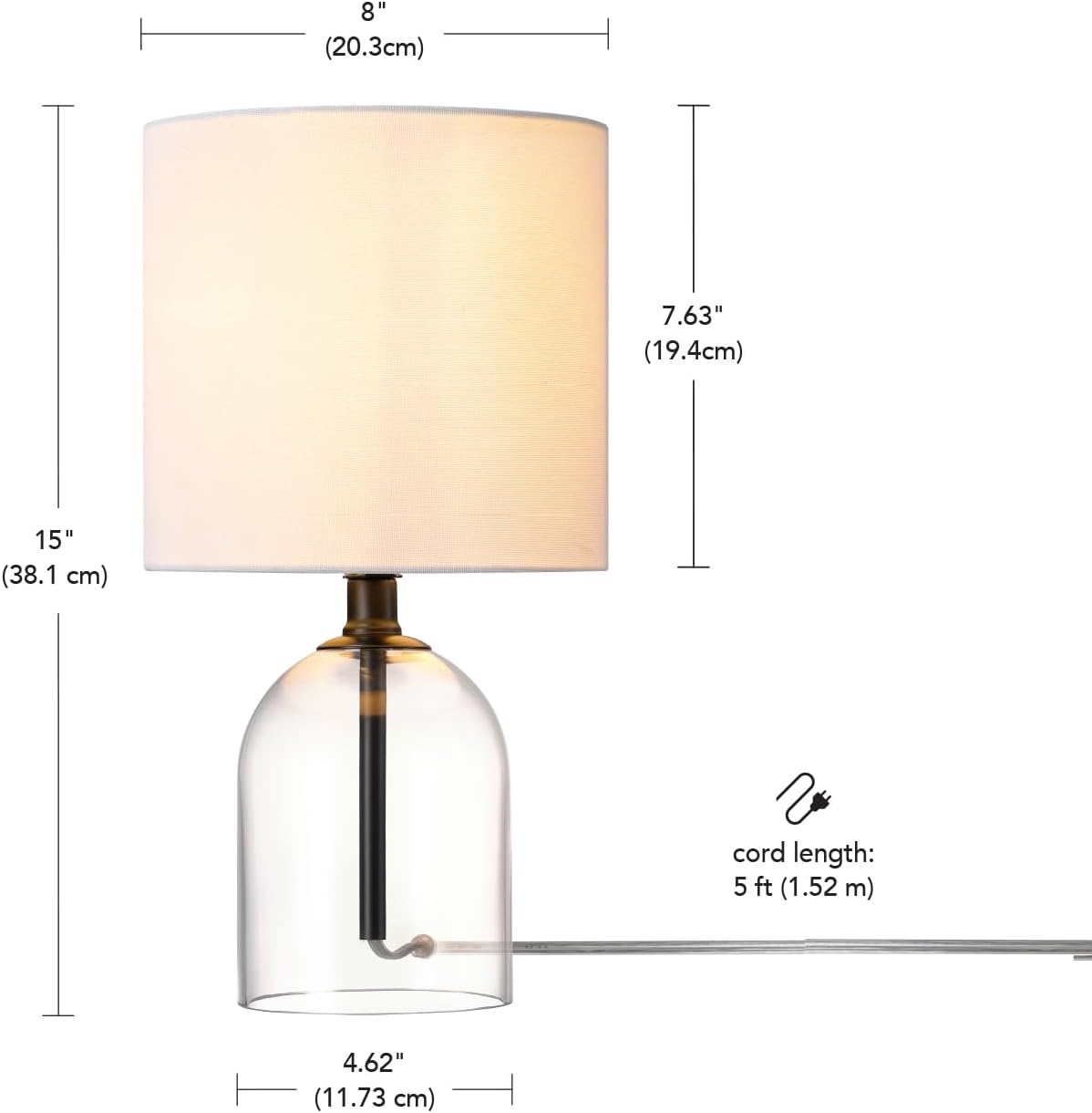 image:imageGlobe Electric 15 Ceramic Table Lamp Matte Black Base WoodToned Accent White Linen Shade Dual Rotary Switch Modern Bedroom or Office Lighting 61000046Matte Black