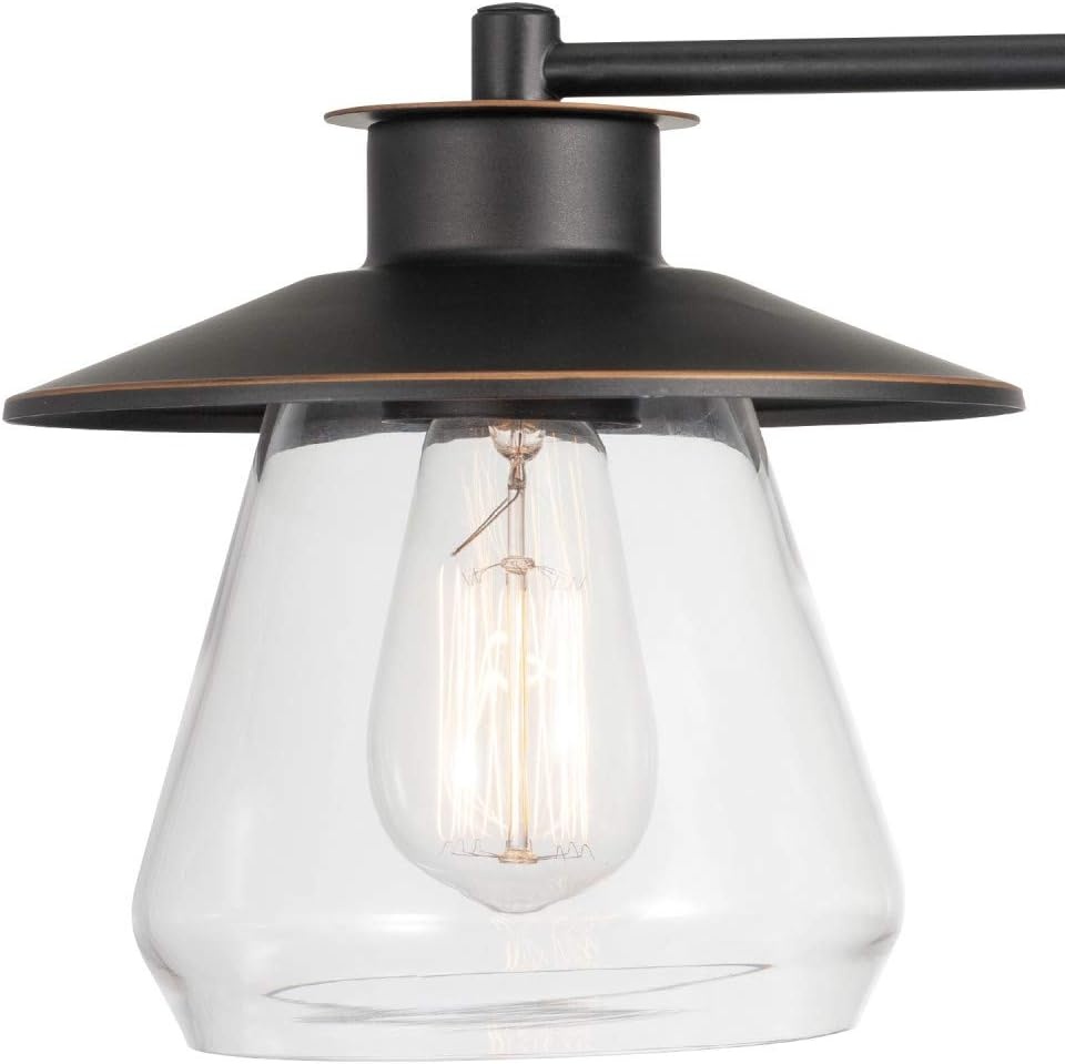 image:imageGlobe Electric 1Light Wall Sconce Matte Brass Ribbed Clear Glass Shade E12 Candelabra Dimmable 65000103OilRubbed Bronze