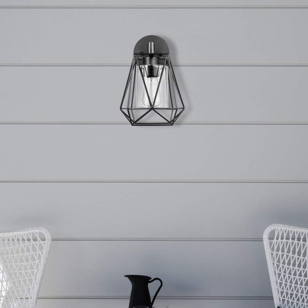image:imageGlobe Electric 44094 1Light OutdoorIndoor Wall Sconce Black Finish Seeded Glass Shade Coastal Modern Design WeatherResistant E26 BaseBlack Sansa