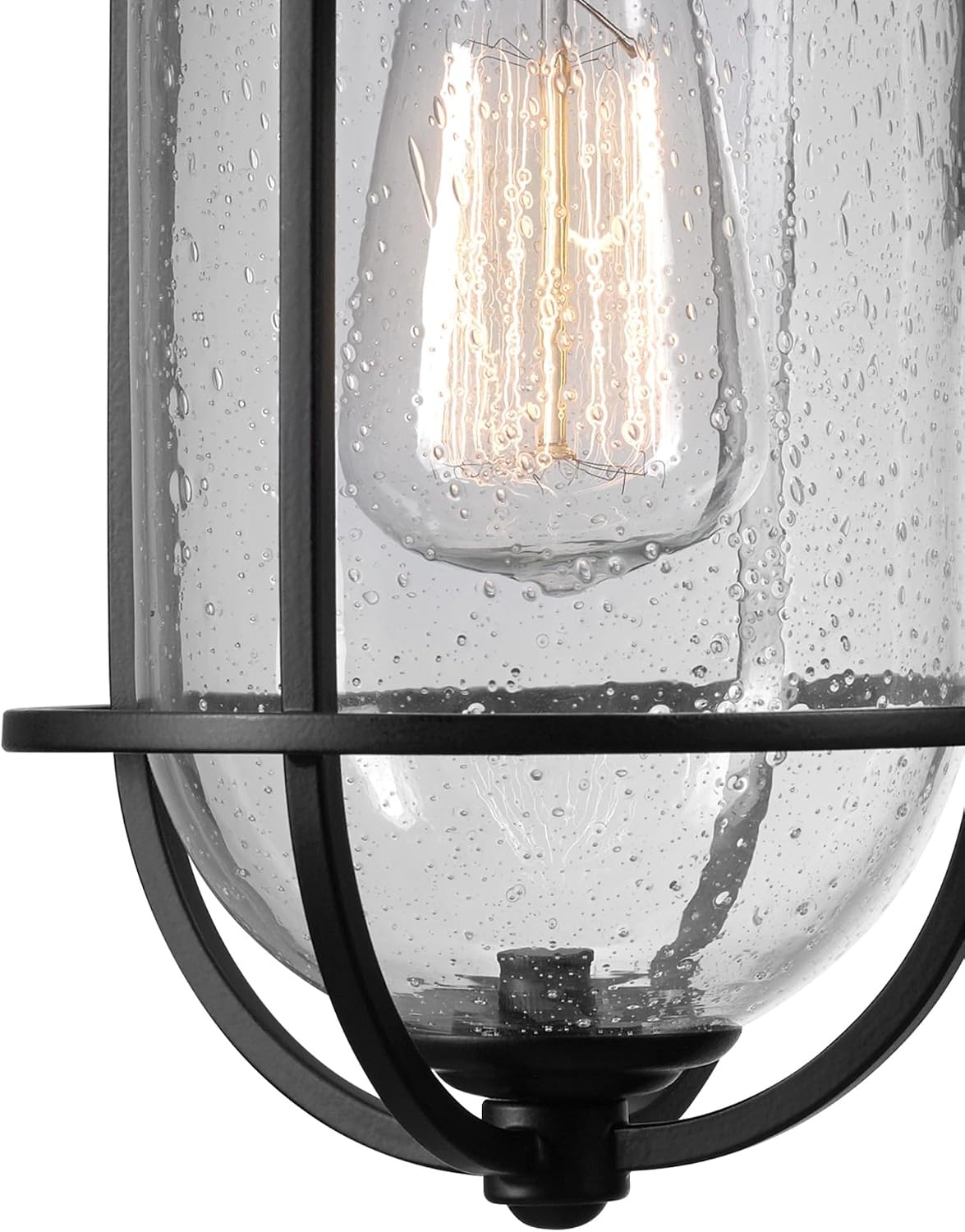 image:imageGlobe Electric 44094 1Light OutdoorIndoor Wall Sconce Black Finish Seeded Glass Shade Coastal Modern Design WeatherResistant E26 BaseBlack Turner