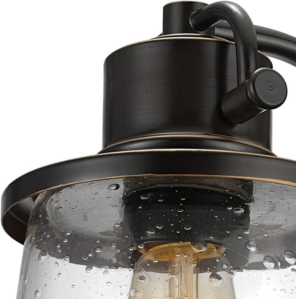 image:imageGlobe Electric 44094 1Light OutdoorIndoor Wall Sconce Black Finish Seeded Glass Shade Coastal Modern Design WeatherResistant E26 BaseBronze Charlie