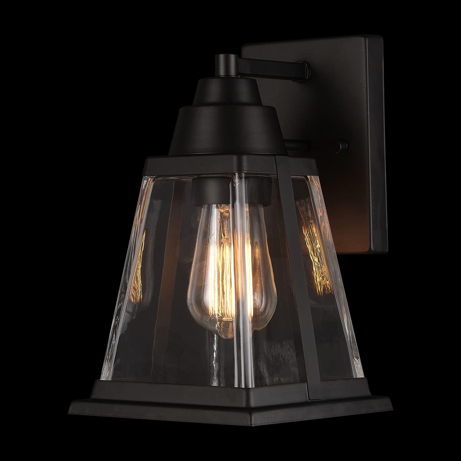 image:imageGlobe Electric 44094 1Light OutdoorIndoor Wall Sconce Black Finish Seeded Glass Shade Coastal Modern Design WeatherResistant E26 BaseBronze Merle
