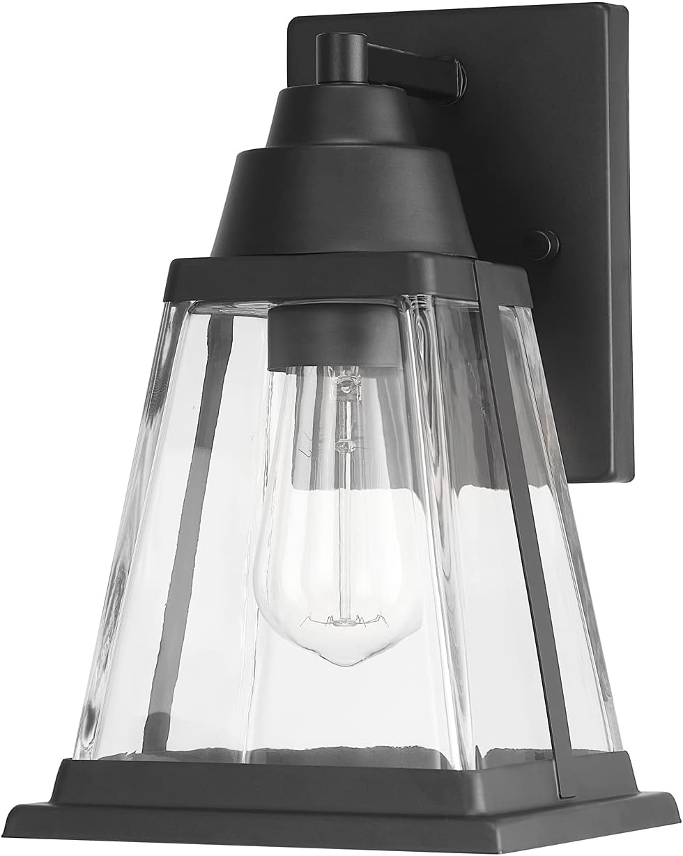 image:imageGlobe Electric 44094 1Light OutdoorIndoor Wall Sconce Black Finish Seeded Glass Shade Coastal Modern Design WeatherResistant E26 BaseBronze Merle