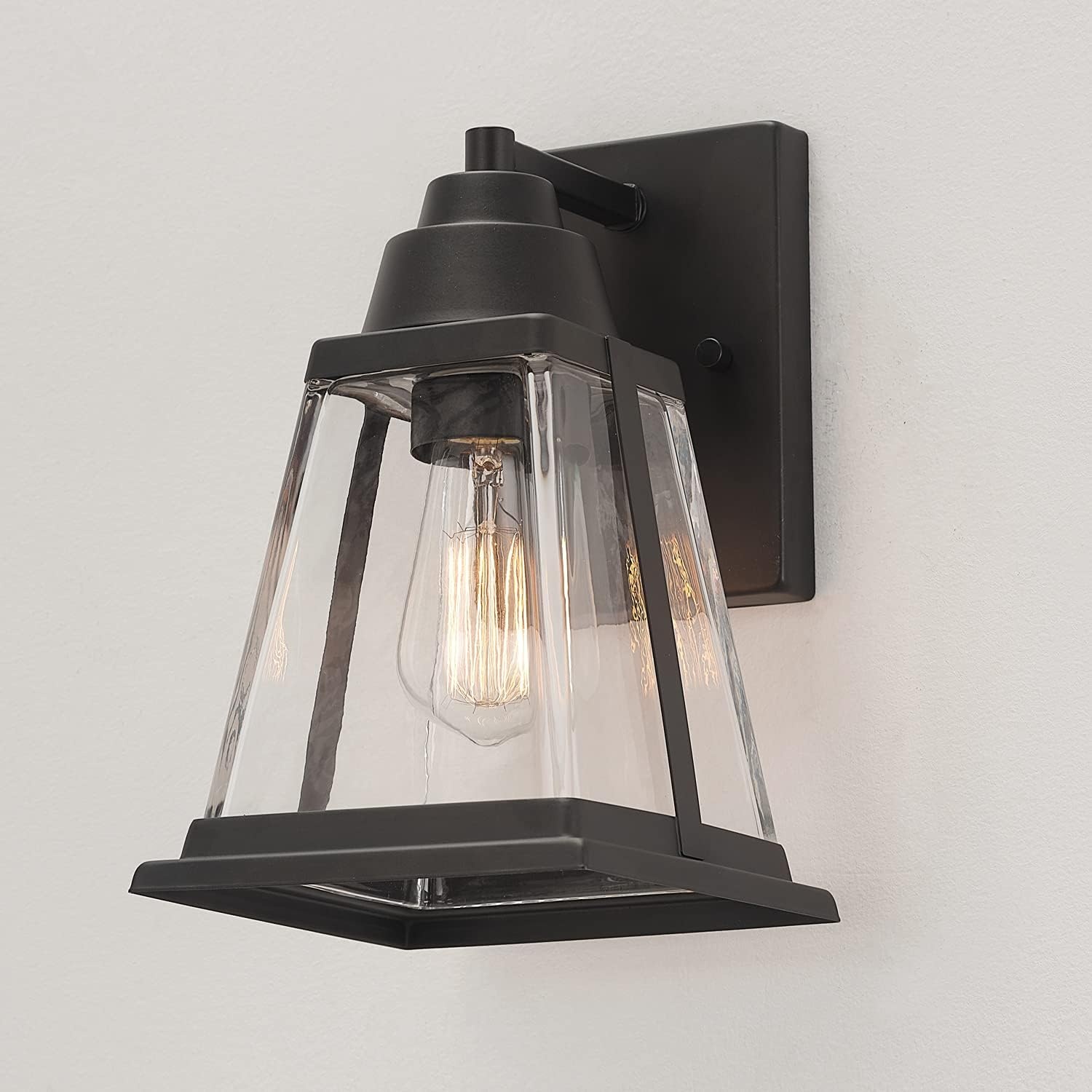image:imageGlobe Electric 44094 1Light OutdoorIndoor Wall Sconce Black Finish Seeded Glass Shade Coastal Modern Design WeatherResistant E26 BaseBronze Merle