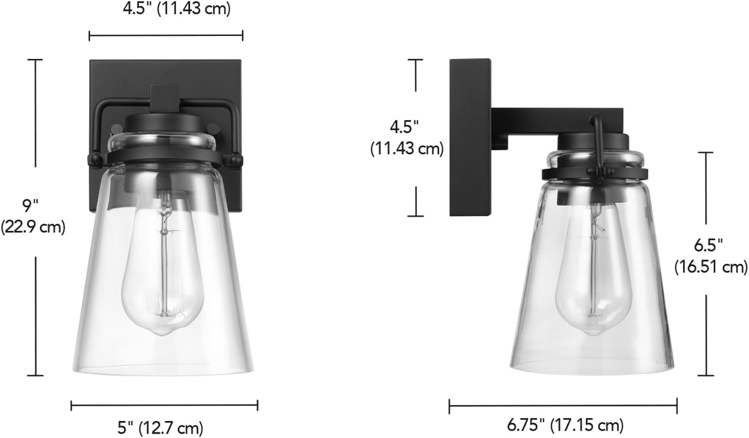 image:imageGlobe Electric 44094 1Light OutdoorIndoor Wall Sconce Black Finish Seeded Glass Shade Coastal Modern Design WeatherResistant E26 BaseMatte Black Dorian