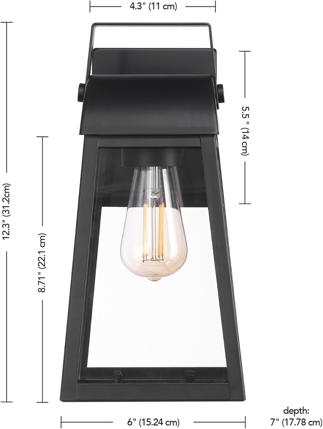 image:imageGlobe Electric 44094 1Light OutdoorIndoor Wall Sconce Black Finish Seeded Glass Shade Coastal Modern Design WeatherResistant E26 BaseMatte Black Shea