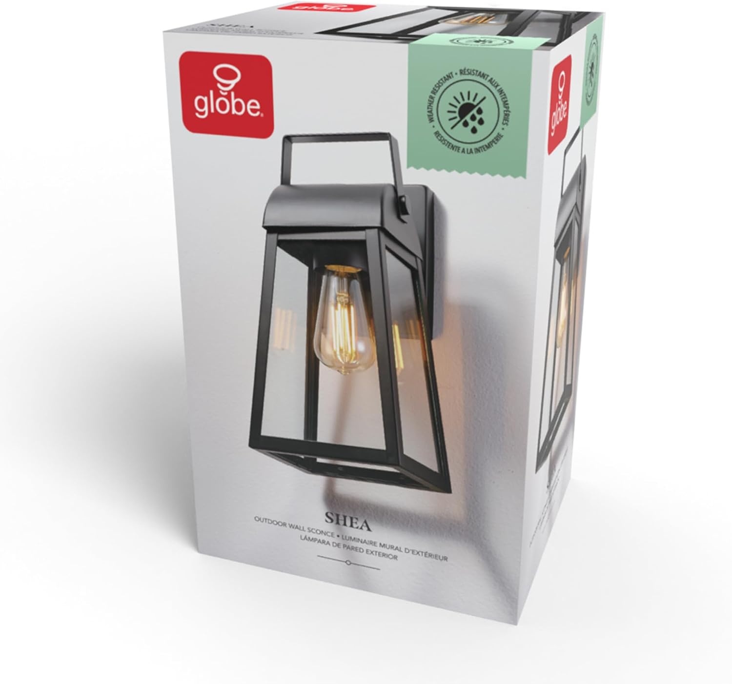 image:imageGlobe Electric 44094 1Light OutdoorIndoor Wall Sconce Black Finish Seeded Glass Shade Coastal Modern Design WeatherResistant E26 BaseMatte Black Shea