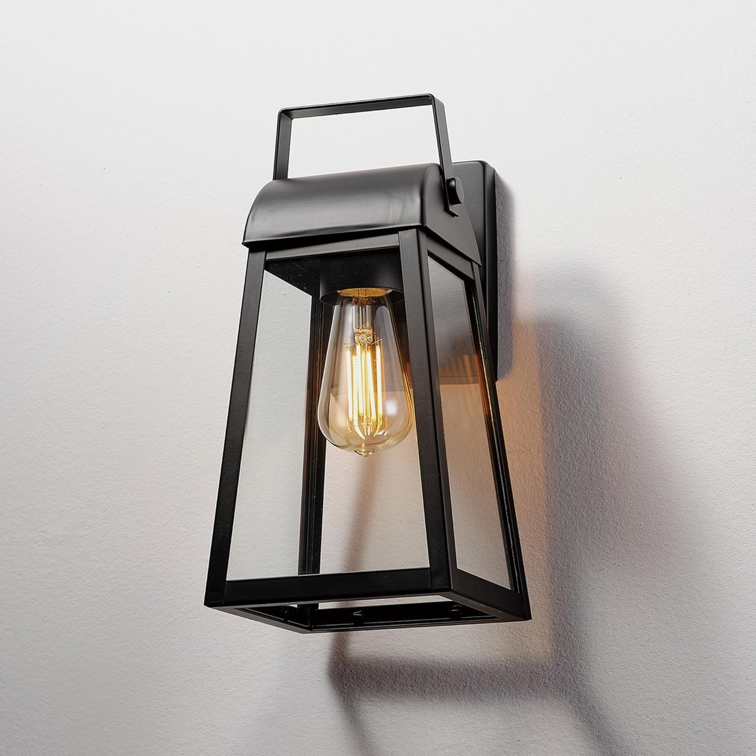 image:imageGlobe Electric 44094 1Light OutdoorIndoor Wall Sconce Black Finish Seeded Glass Shade Coastal Modern Design WeatherResistant E26 BaseMatte Black Shea