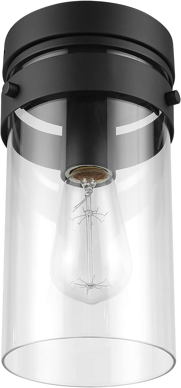 image:imageGlobe Electric 44094 1Light OutdoorIndoor Wall Sconce Black Finish Seeded Glass Shade Coastal Modern Design WeatherResistant E26 BaseMatte Black