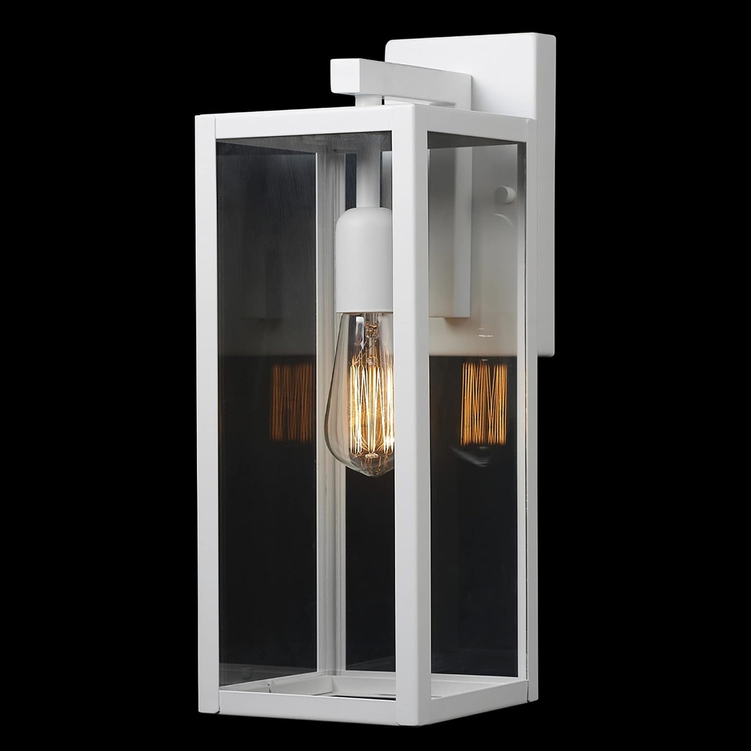 image:imageGlobe Electric 44176 1Light OutdoorIndoor Wall Sconce Matte Black Finish Clear Glass Shade WeatherResistant Modern Exterior LightMatte White