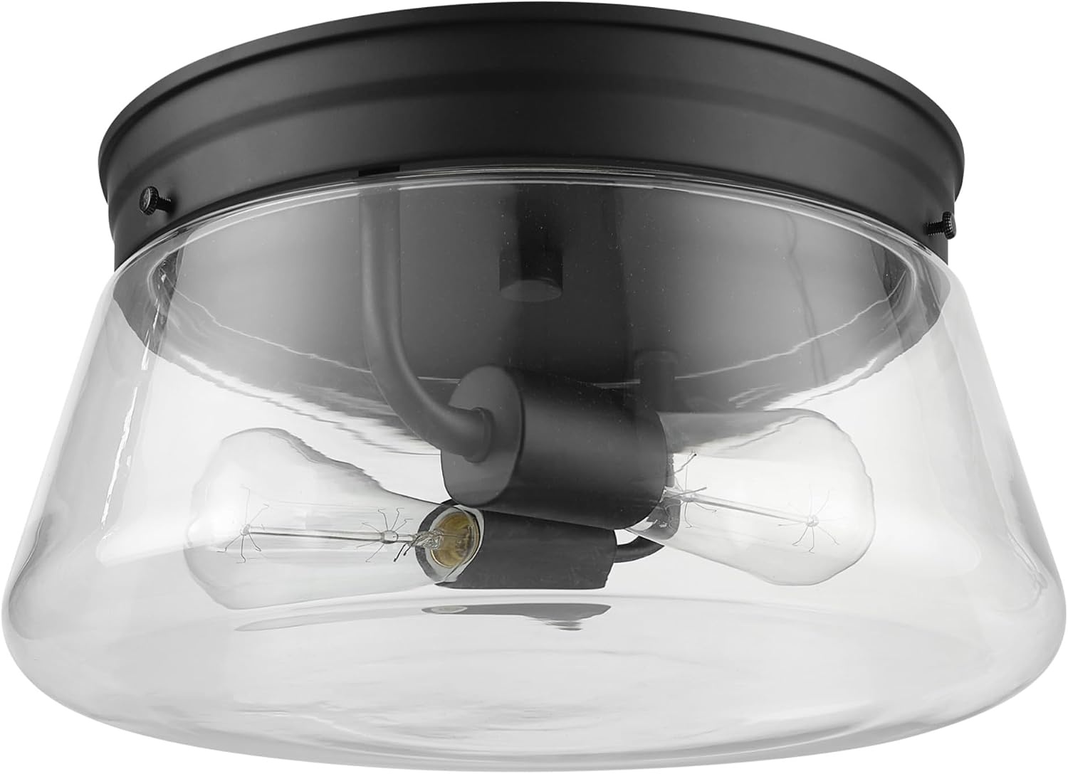 image:imageGlobe Electric 44480 Brisbane 1Light Outdoor Indoor Flush Mount Ceiling Light Matte Black Frosted Glass Shade Bulb Not IncludedBlack Aleyna