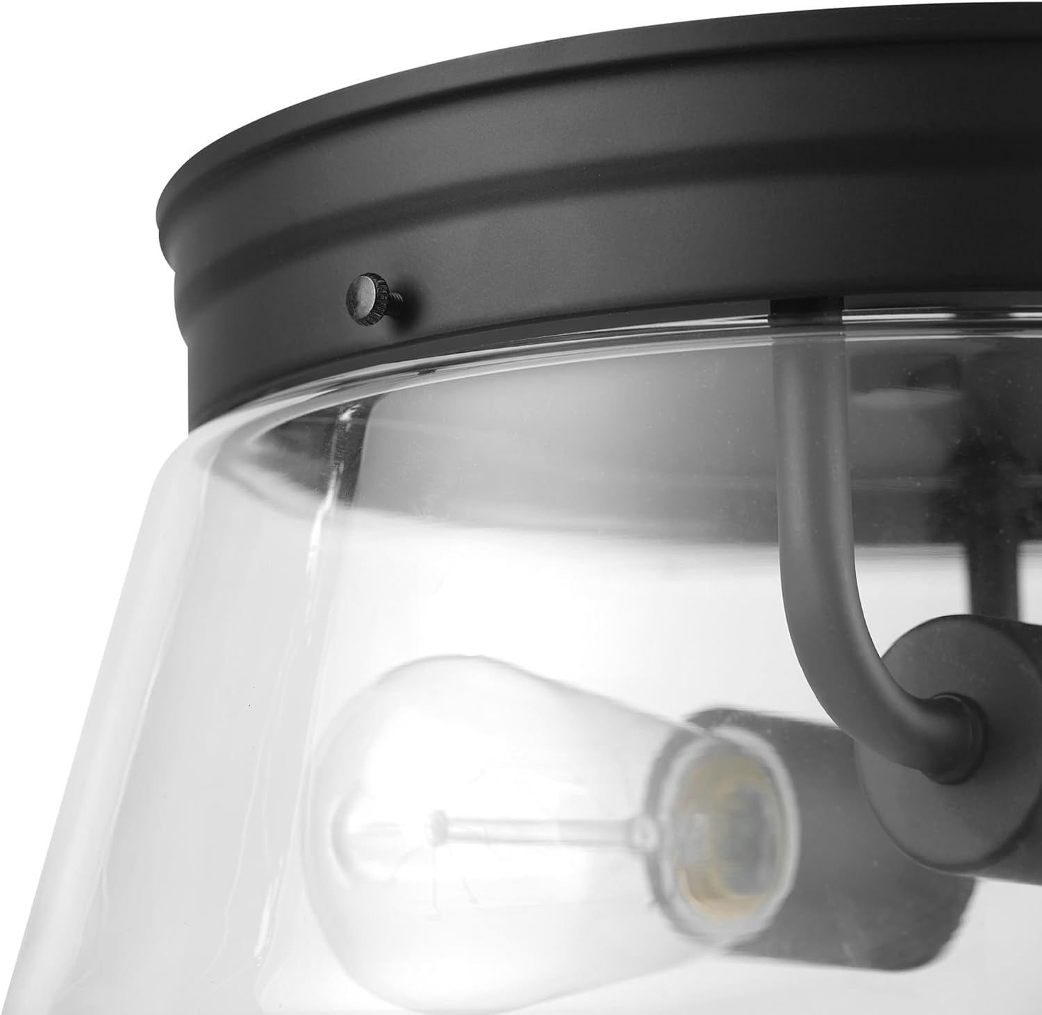 image:imageGlobe Electric 44480 Brisbane 1Light Outdoor Indoor Flush Mount Ceiling Light Matte Black Frosted Glass Shade Bulb Not IncludedBlack Aleyna