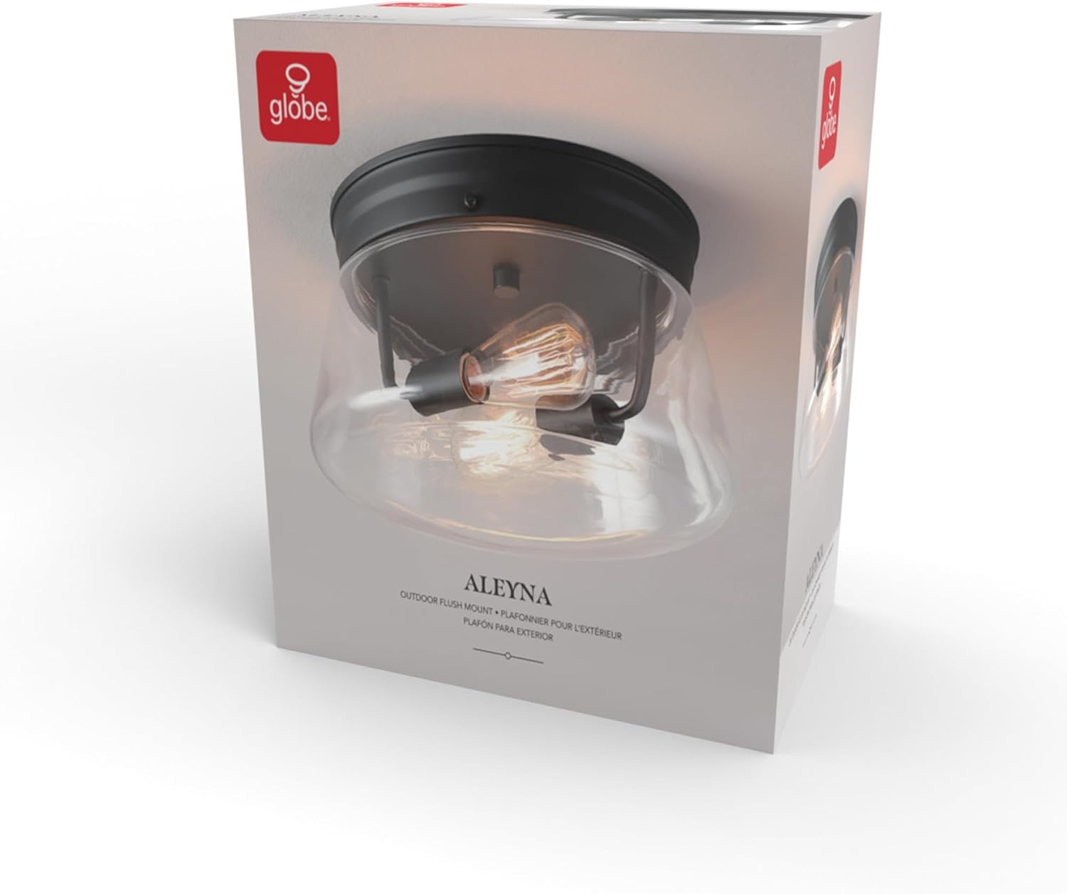 image:imageGlobe Electric 44480 Brisbane 1Light Outdoor Indoor Flush Mount Ceiling Light Matte Black Frosted Glass Shade Bulb Not IncludedBlack Aleyna