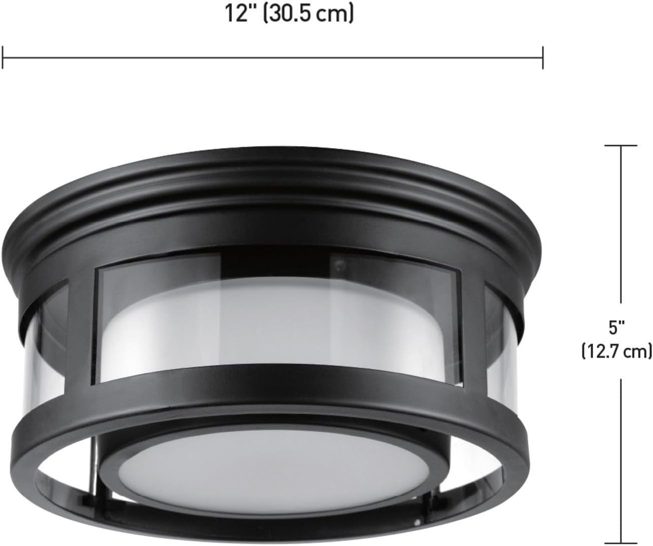 image:imageGlobe Electric 44480 Brisbane 1Light Outdoor Indoor Flush Mount Ceiling Light Matte Black Frosted Glass Shade Bulb Not IncludedBlack Brisbane