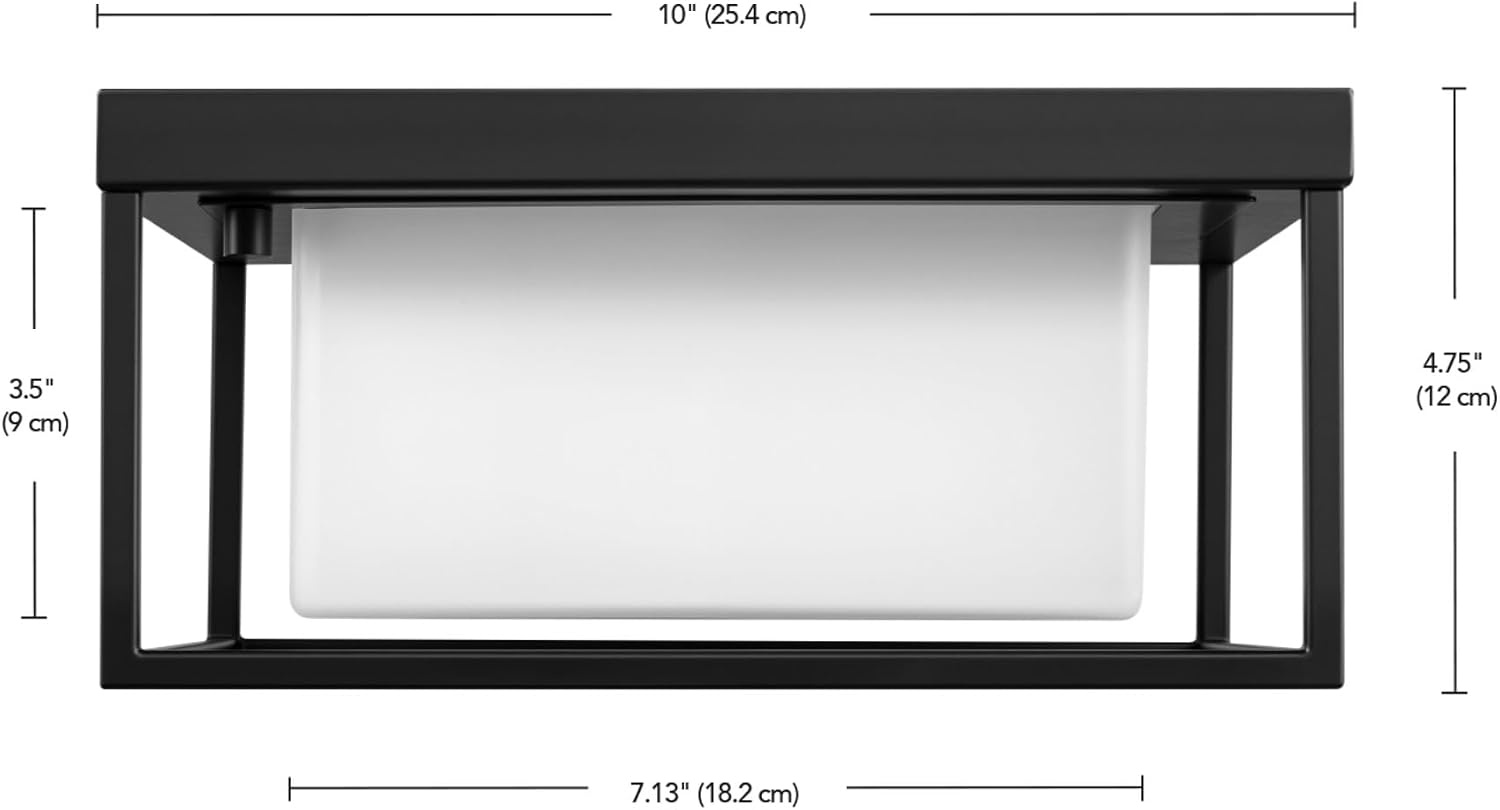 image:imageGlobe Electric 44480 Brisbane 1Light Outdoor Indoor Flush Mount Ceiling Light Matte Black Frosted Glass Shade Bulb Not IncludedBlack Bruno