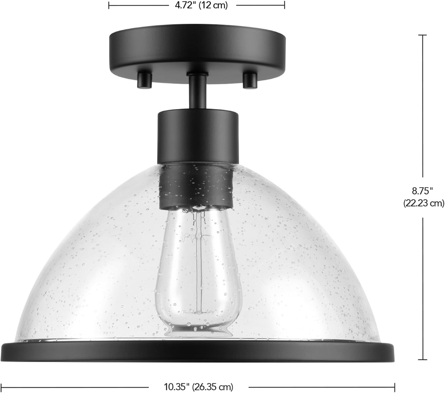 image:imageGlobe Electric 44480 Brisbane 1Light Outdoor Indoor Flush Mount Ceiling Light Matte Black Frosted Glass Shade Bulb Not IncludedBlack Ckayton