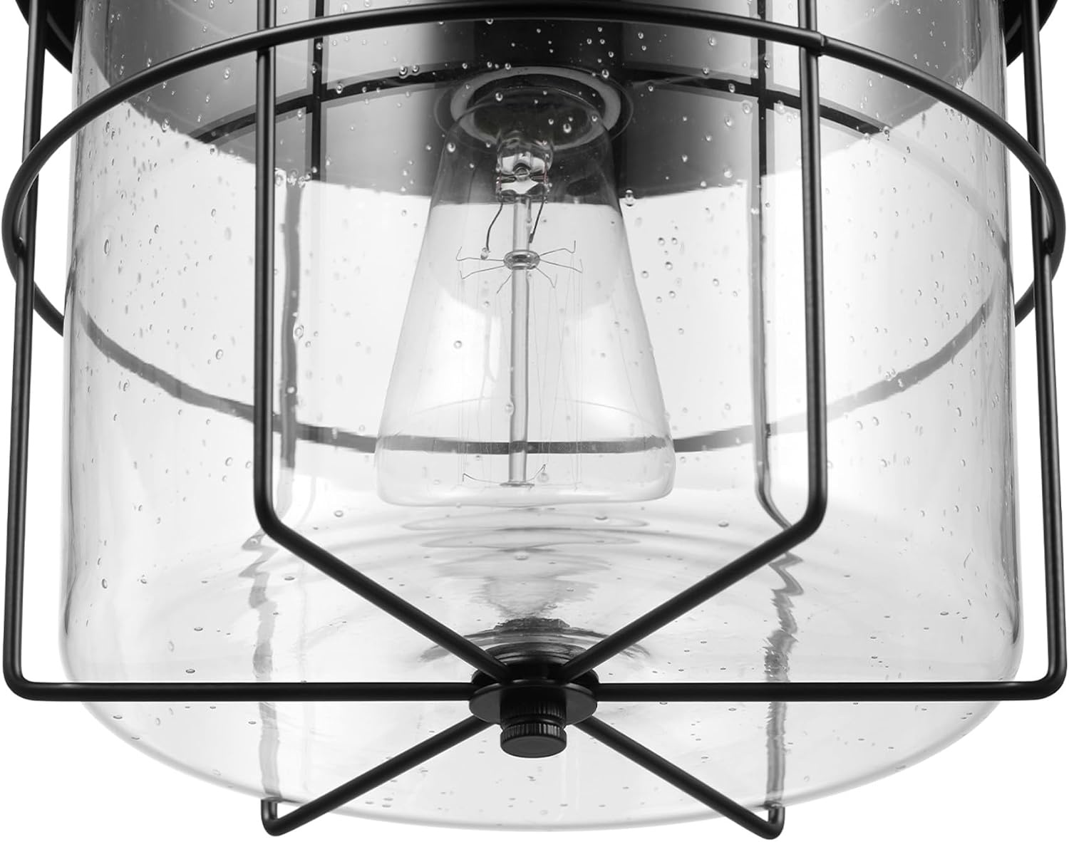image:imageGlobe Electric 44480 Brisbane 1Light Outdoor Indoor Flush Mount Ceiling Light Matte Black Frosted Glass Shade Bulb Not IncludedBlack Grid