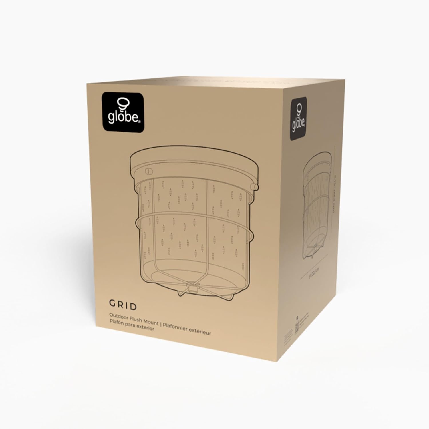 image:imageGlobe Electric 44480 Brisbane 1Light Outdoor Indoor Flush Mount Ceiling Light Matte Black Frosted Glass Shade Bulb Not IncludedBlack Grid