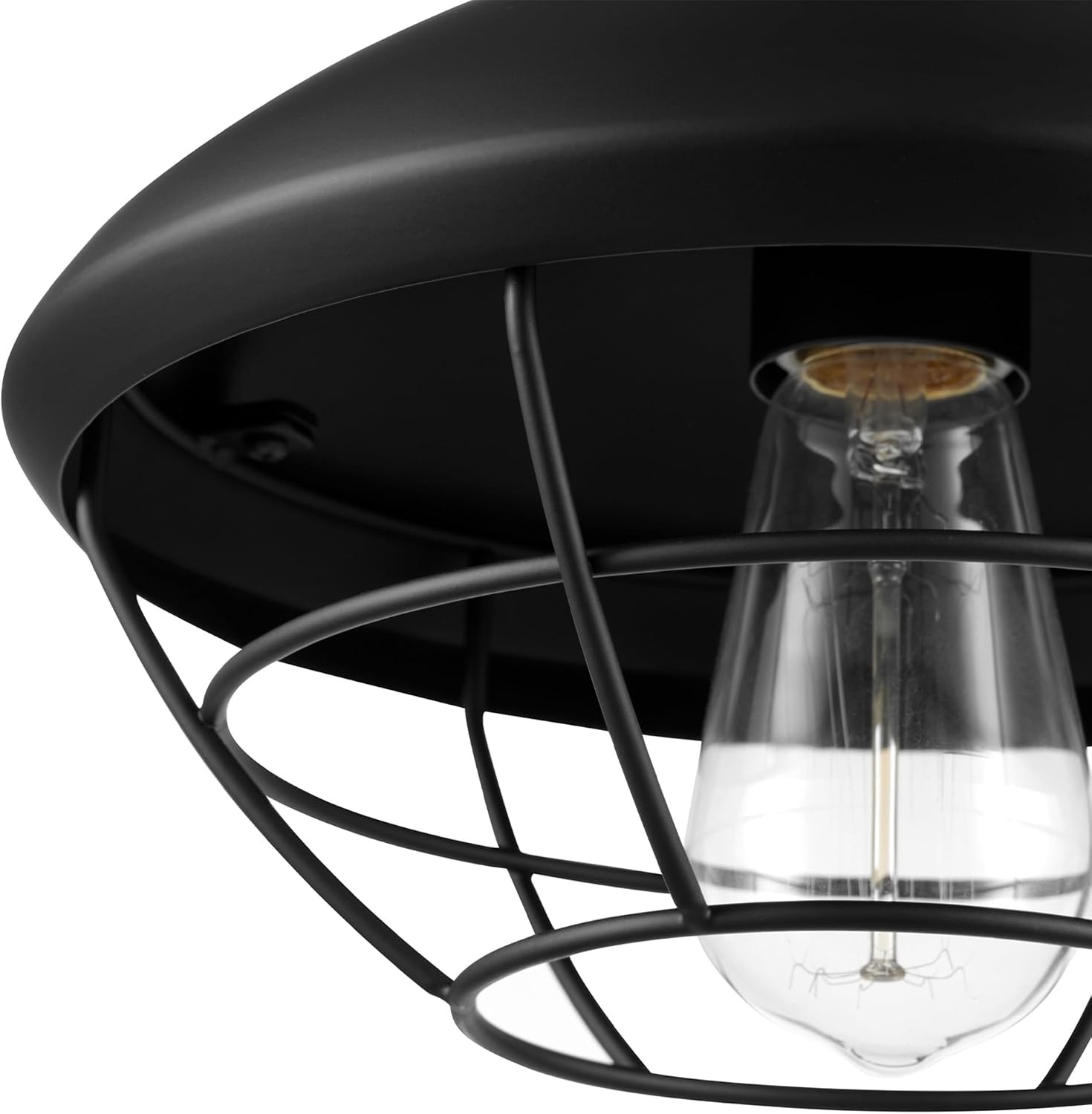 image:imageGlobe Electric 44480 Brisbane 1Light Outdoor Indoor Flush Mount Ceiling Light Matte Black Frosted Glass Shade Bulb Not IncludedBlack Sam