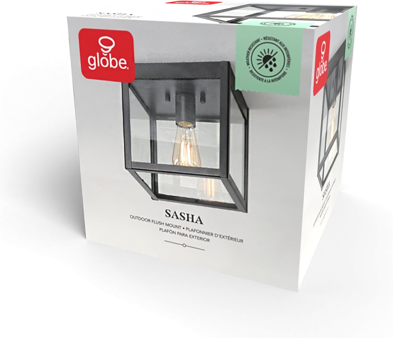image:imageGlobe Electric 44480 Brisbane 1Light Outdoor Indoor Flush Mount Ceiling Light Matte Black Frosted Glass Shade Bulb Not IncludedBlack Sasha