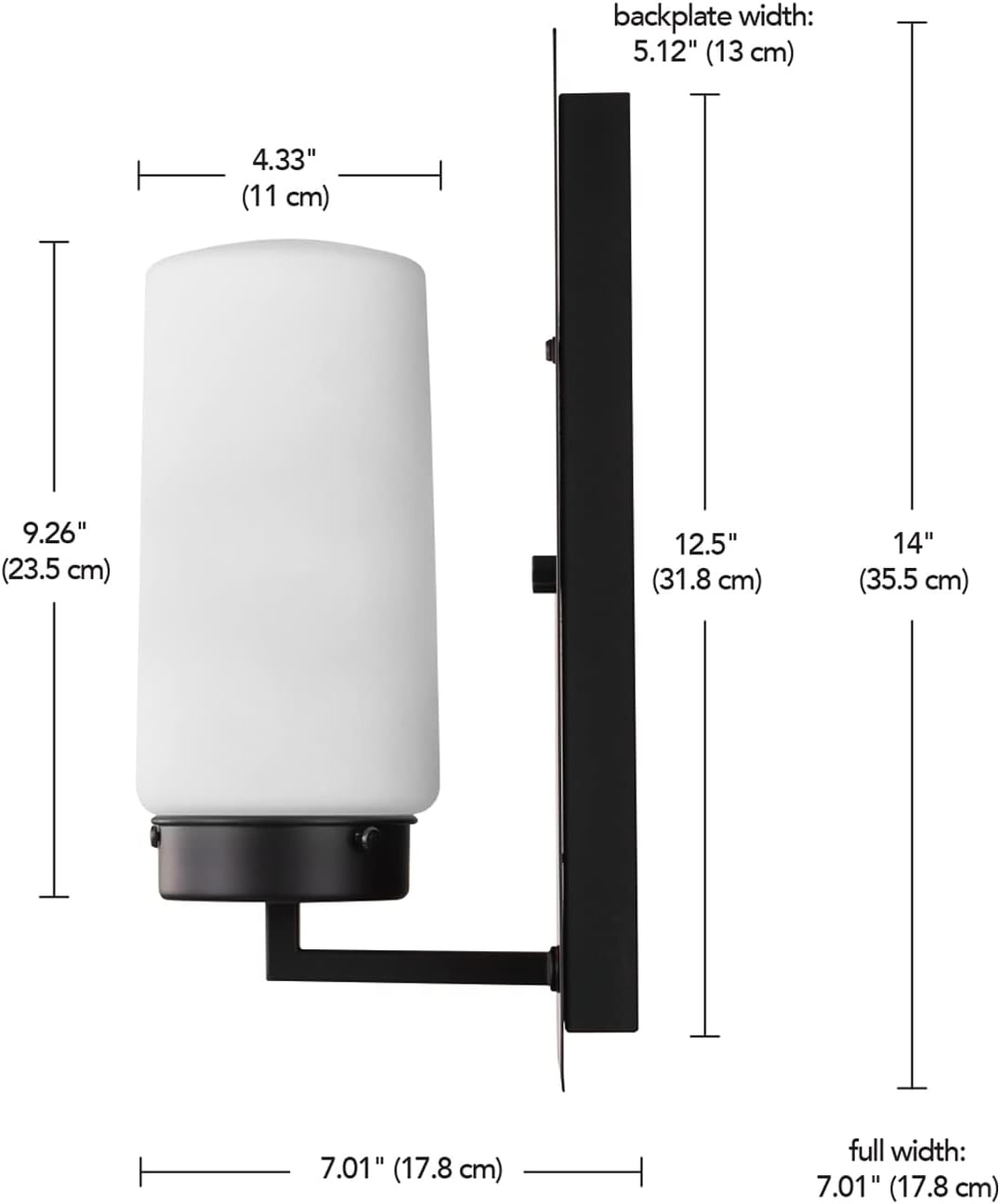 image:imageGlobe Electric 44659 Laney 1Light Outdoor Wall Sconce Black Frosted Glass Shade
