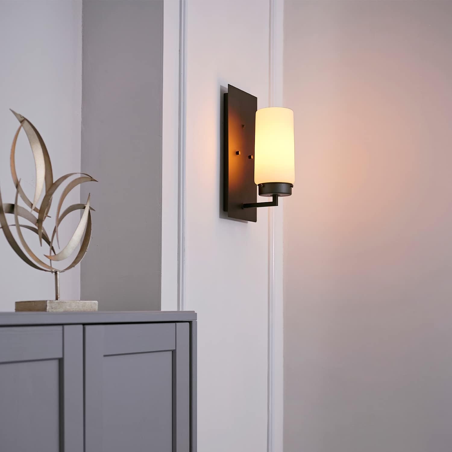 image:imageGlobe Electric 44659 Laney 1Light Outdoor Wall Sconce Black Frosted Glass Shade