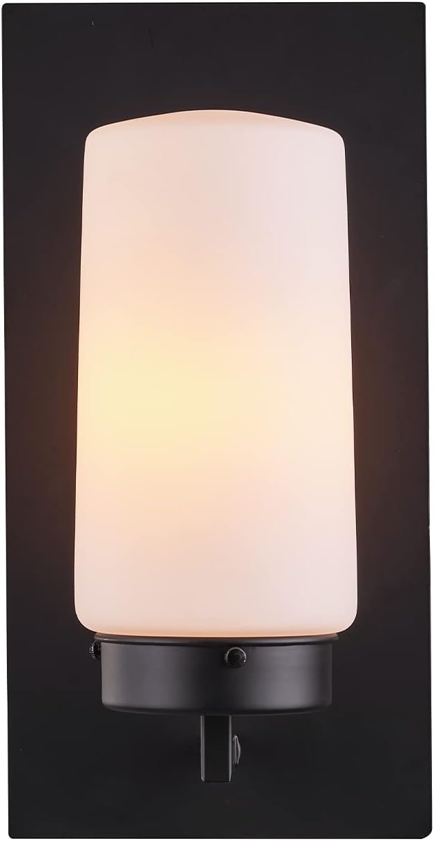 image:imageGlobe Electric 44659 Laney 1Light Outdoor Wall Sconce Black Frosted Glass Shade