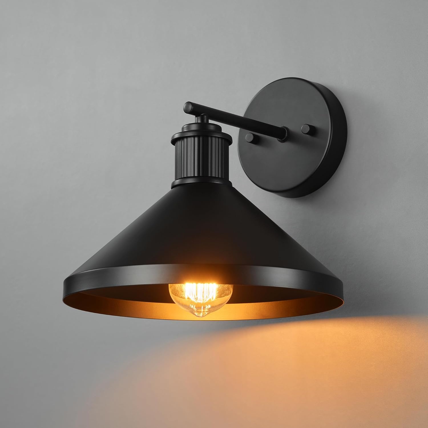 image:imageGlobe Electric 44840 Sutton OutdoorIndoor Wall Sconce Galvanized Metal Textured Socket Detail Bulb Not IncludedBlack Harlo