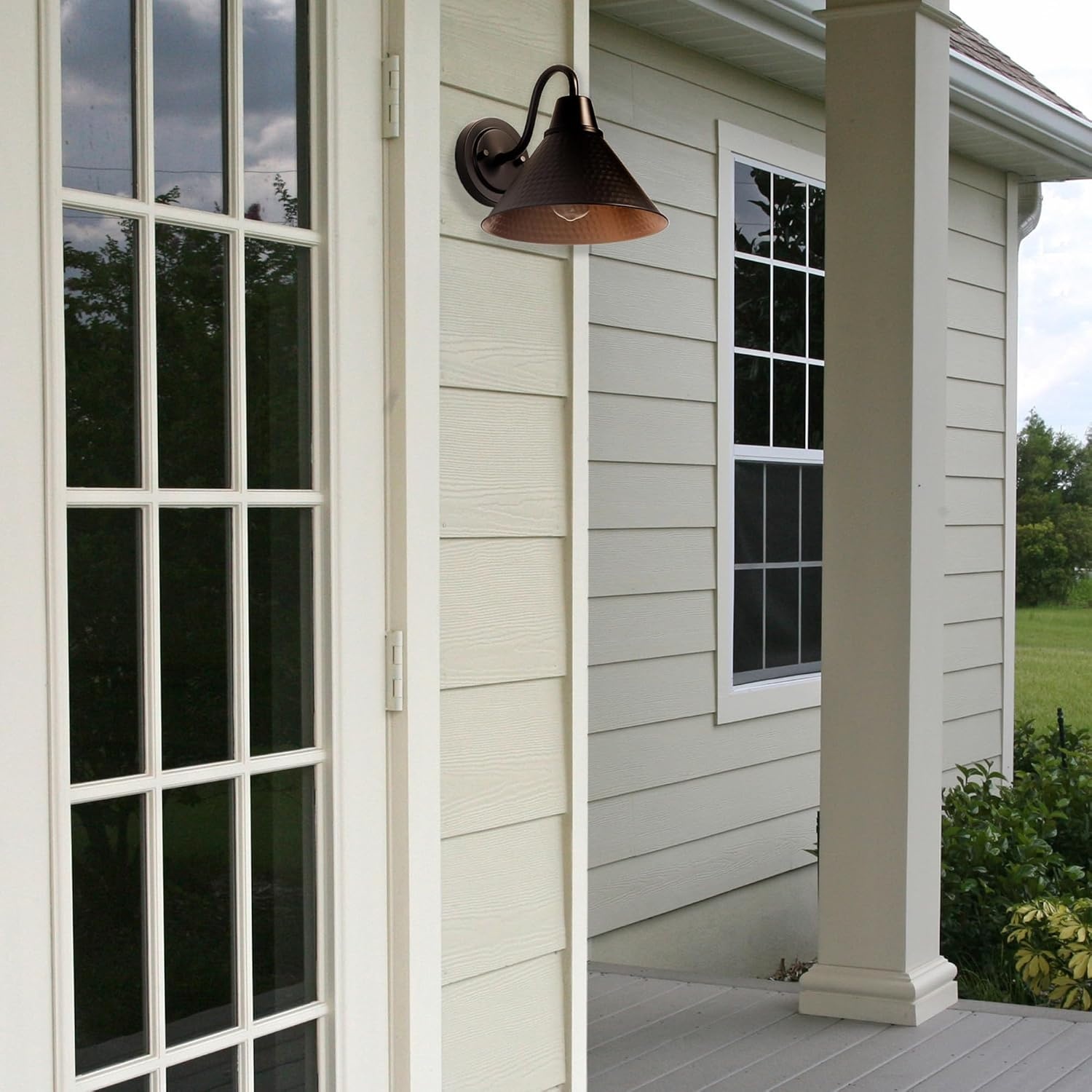 image:imageGlobe Electric 44840 Sutton OutdoorIndoor Wall Sconce Galvanized Metal Textured Socket Detail Bulb Not IncludedBronze Outdoor