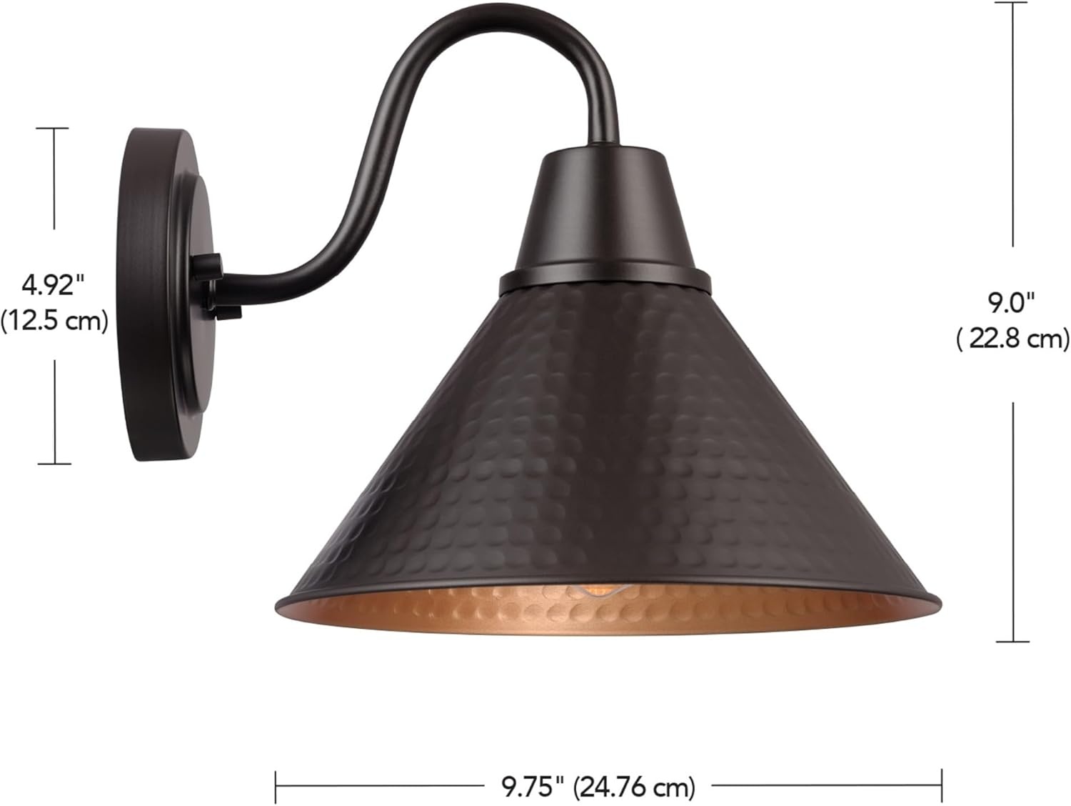 image:imageGlobe Electric 44840 Sutton OutdoorIndoor Wall Sconce Galvanized Metal Textured Socket Detail Bulb Not IncludedBronze Outdoor
