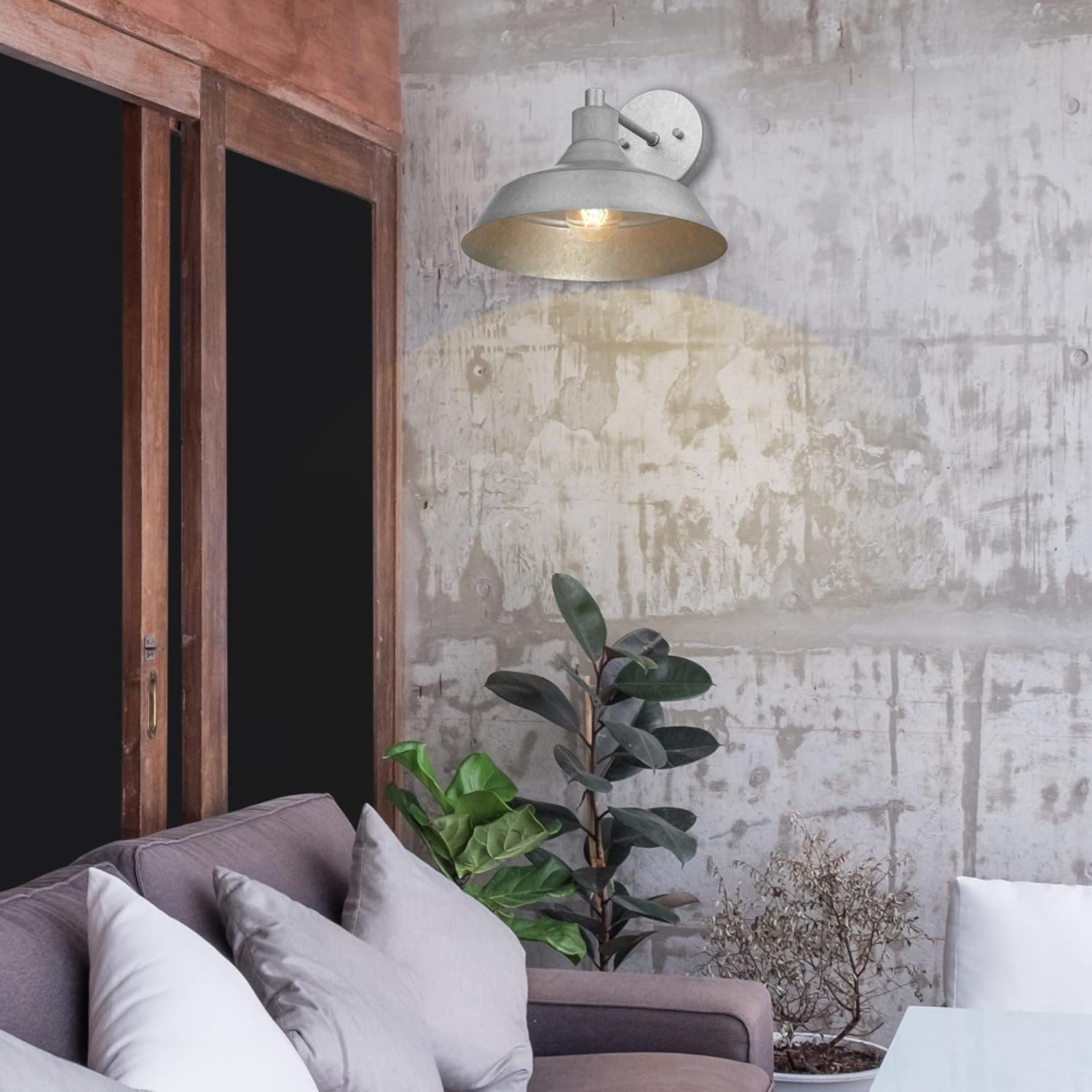 image:imageGlobe Electric 44840 Sutton OutdoorIndoor Wall Sconce Galvanized Metal Textured Socket Detail Bulb Not IncludedMetal Sutton