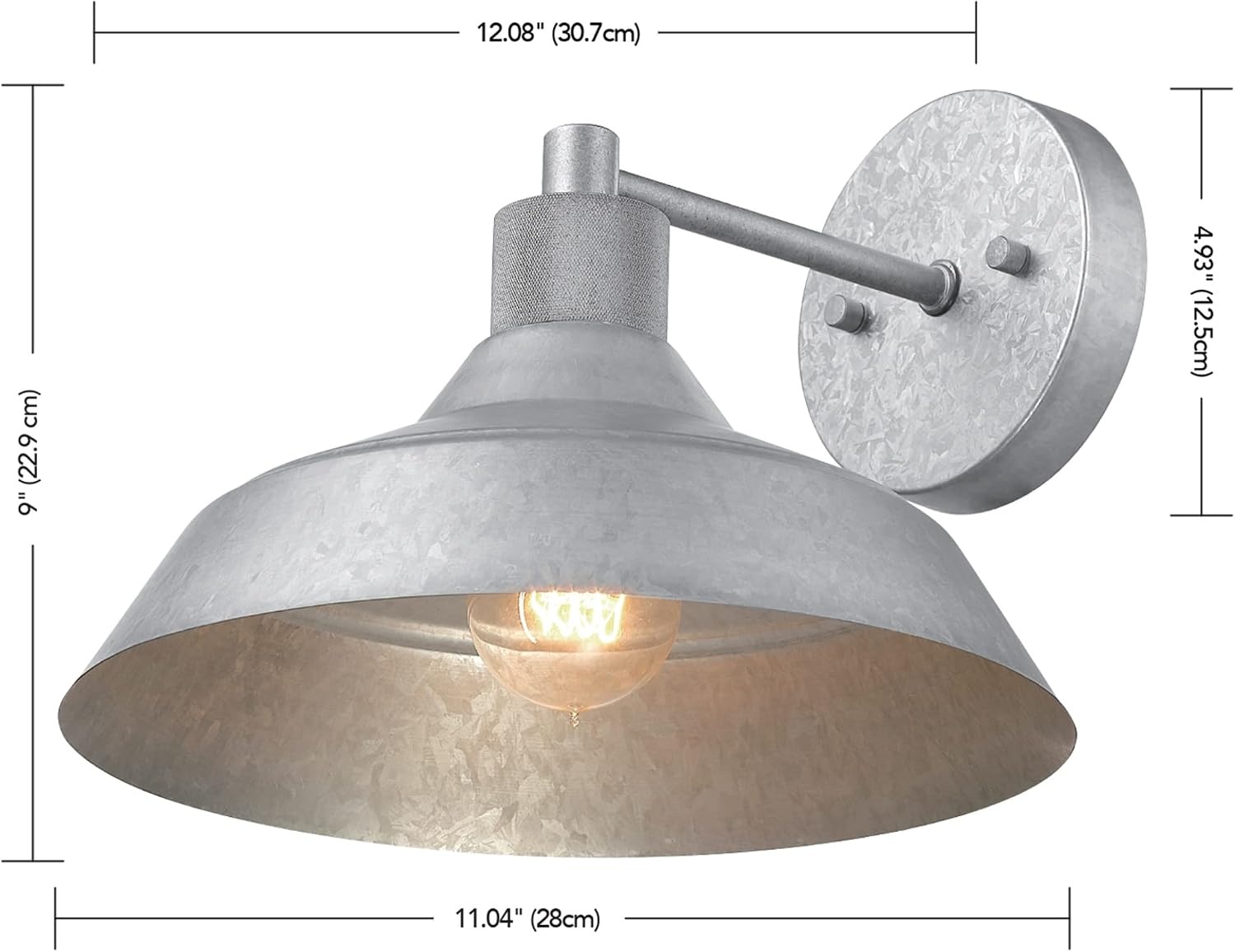 image:imageGlobe Electric 44840 Sutton OutdoorIndoor Wall Sconce Galvanized Metal Textured Socket Detail Bulb Not IncludedMetal Sutton