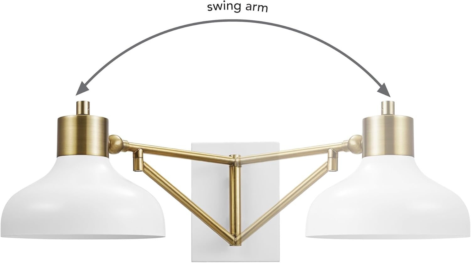 image:imageGlobe Electric 51344 1Light Plugin or Hardwire Swing Arm Wall Sconce White Brass Accents WhiteCloth Cord Mounted Bedside Lamp Kitchen Sconces WallLighting Bulb Not Included575