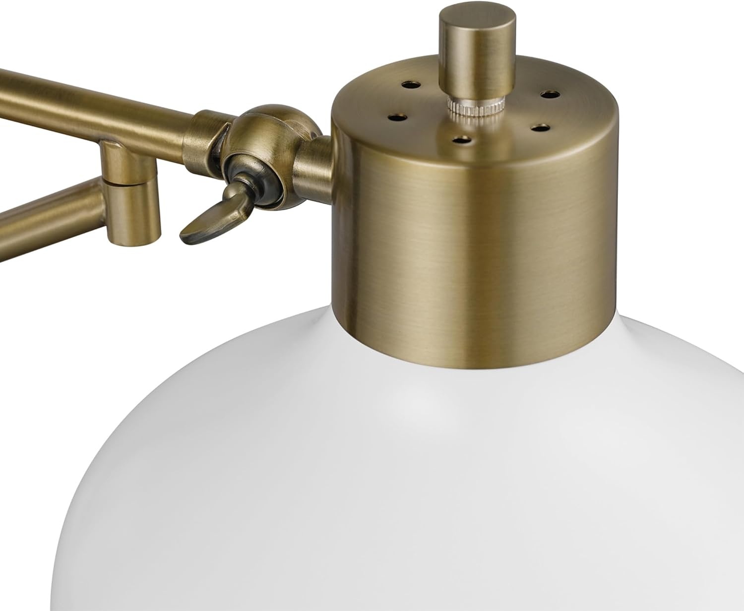 image:imageGlobe Electric 51344 1Light Plugin or Hardwire Swing Arm Wall Sconce White Brass Accents WhiteCloth Cord Mounted Bedside Lamp Kitchen Sconces WallLighting Bulb Not Included575