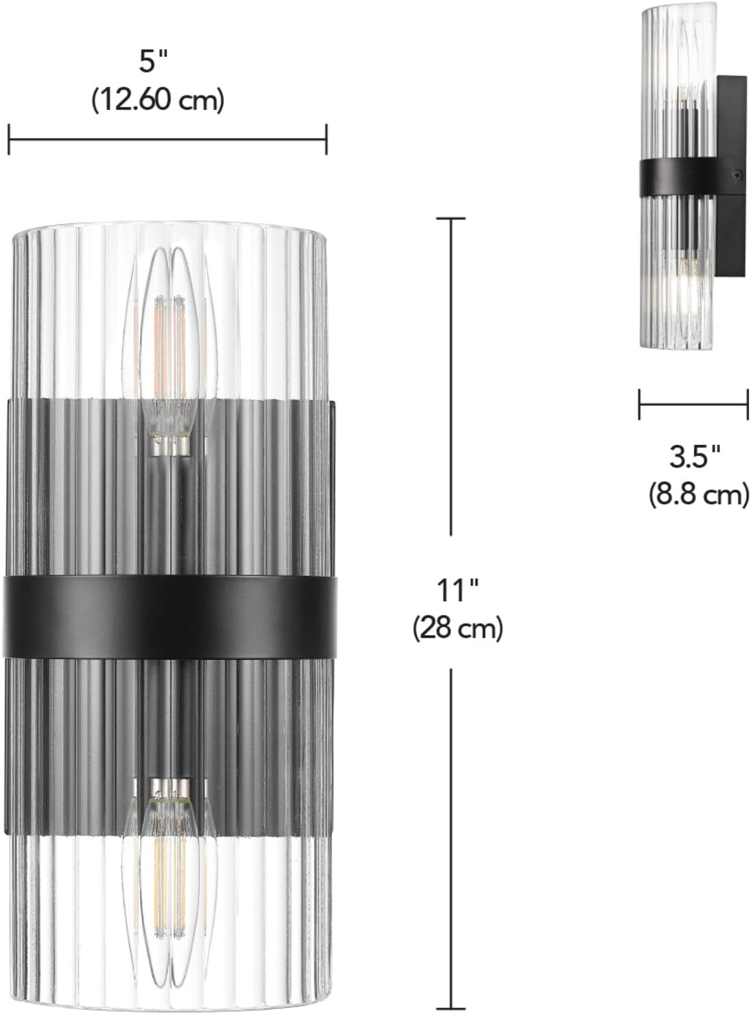 image:imageGlobe Electric 51367 1Light Wall Sconce Matte Black Gold Accent Socket Clear Glass Shade WallLamp Dimmable Lights for Bedroom Kitchen Sconces Lighting Home Decor Bulb Not IncludedMatte Black Halley