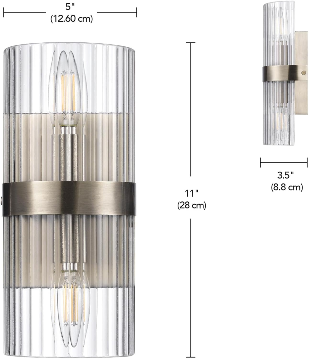image:imageGlobe Electric 51367 1Light Wall Sconce Matte Black Gold Accent Socket Clear Glass Shade WallLamp Dimmable Lights for Bedroom Kitchen Sconces Lighting Home Decor Bulb Not IncludedMatte Brass Halley