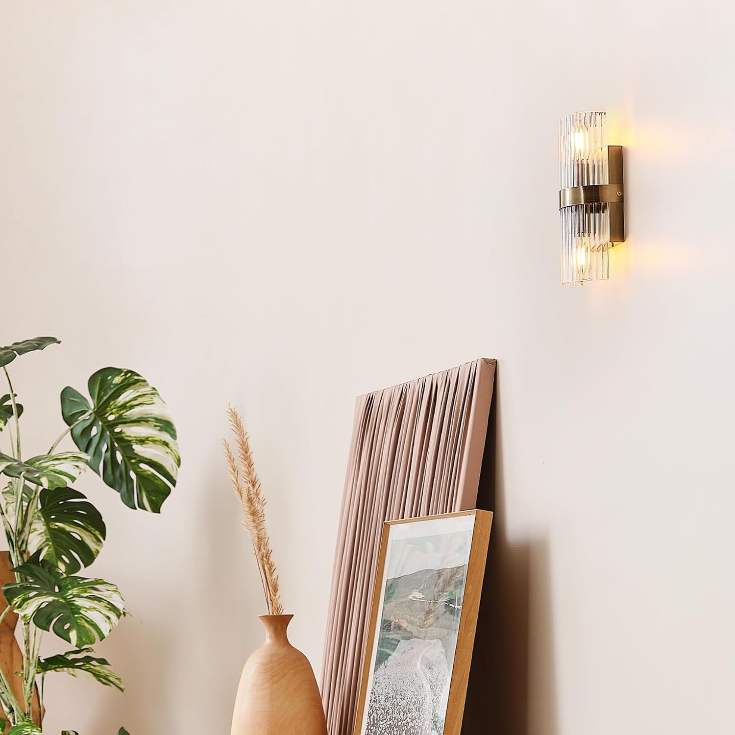 image:imageGlobe Electric 51367 1Light Wall Sconce Matte Black Gold Accent Socket Clear Glass Shade WallLamp Dimmable Lights for Bedroom Kitchen Sconces Lighting Home Decor Bulb Not IncludedMatte Brass Halley
