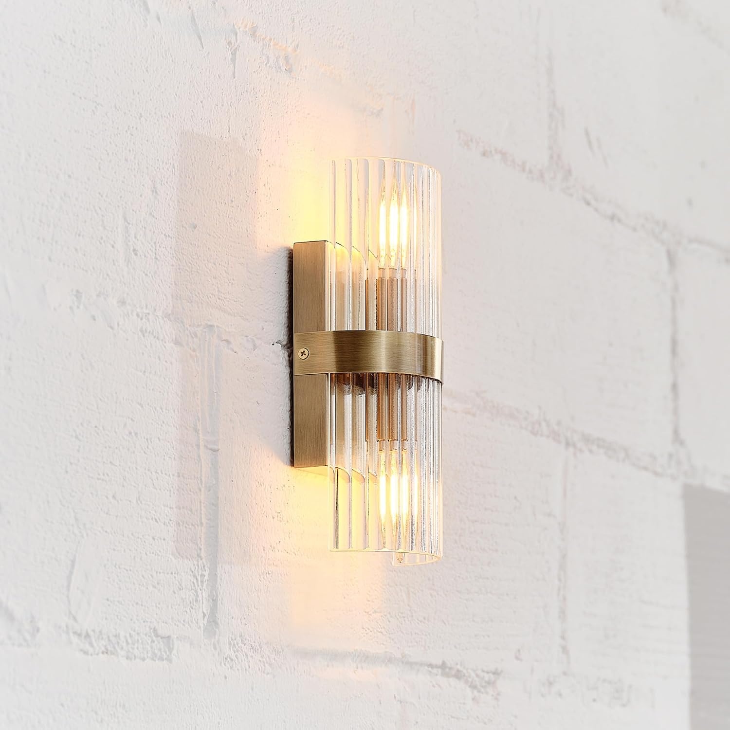image:imageGlobe Electric 51367 1Light Wall Sconce Matte Black Gold Accent Socket Clear Glass Shade WallLamp Dimmable Lights for Bedroom Kitchen Sconces Lighting Home Decor Bulb Not IncludedMatte Brass Halley