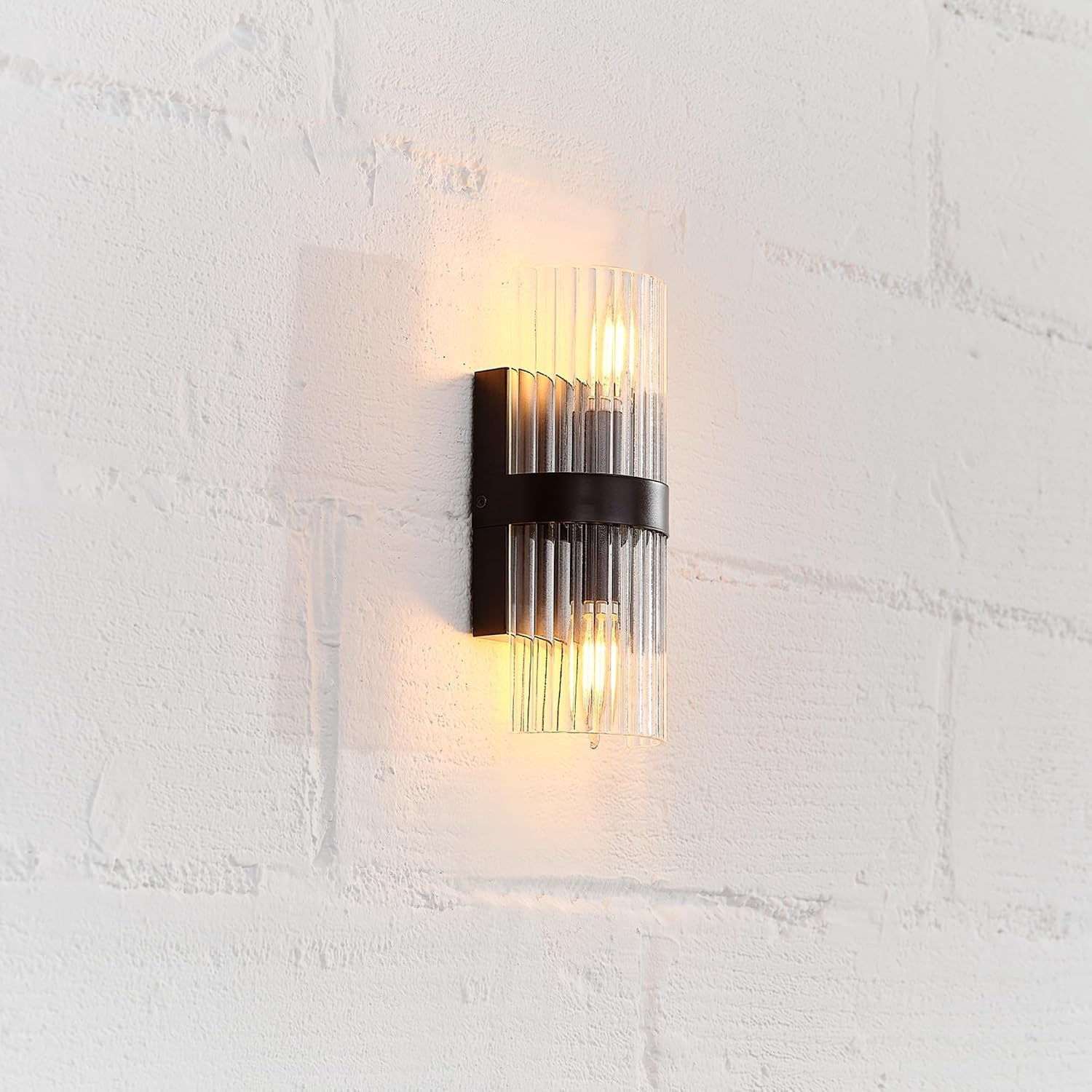 image:imageGlobe Electric 51367 1Light Wall Sconce Matte Black Gold Accent Socket Clear Glass Shade WallLamp Dimmable Lights for Bedroom Kitchen Sconces Lighting Home Decor Bulb Not IncludedMatte Black Halley