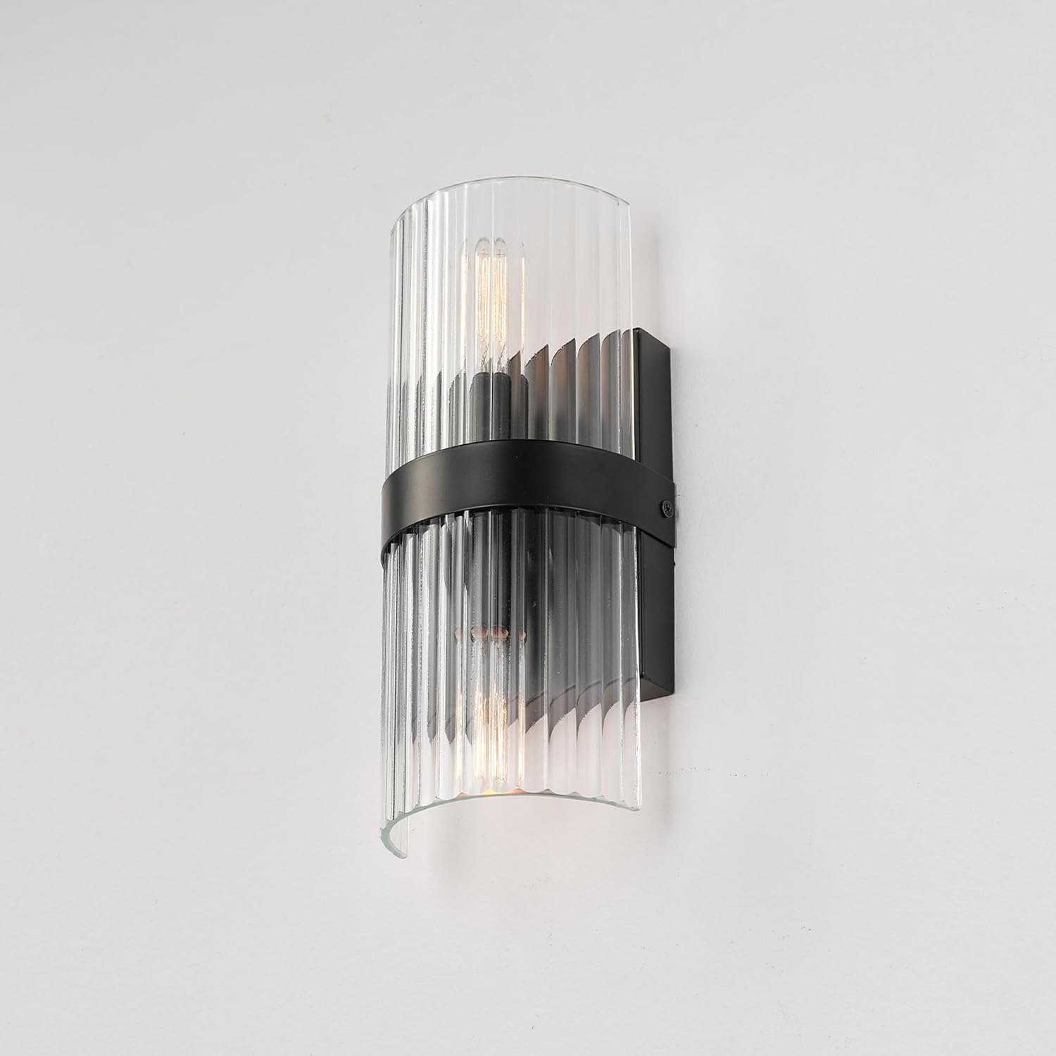 image:imageGlobe Electric 51367 1Light Wall Sconce Matte Black Gold Accent Socket Clear Glass Shade WallLamp Dimmable Lights for Bedroom Kitchen Sconces Lighting Home Decor Bulb Not IncludedMatte Black Halley