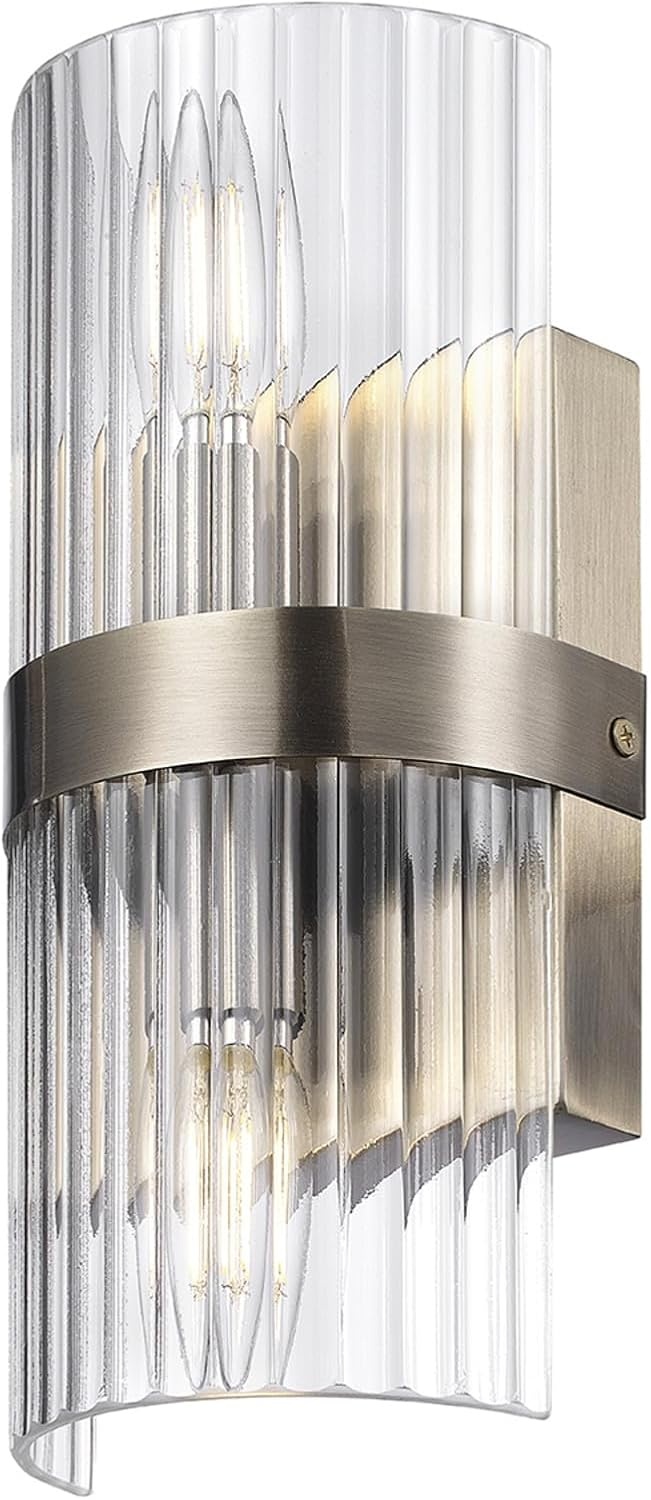 image:imageGlobe Electric 51367 1Light Wall Sconce Matte Black Gold Accent Socket Clear Glass Shade WallLamp Dimmable Lights for Bedroom Kitchen Sconces Lighting Home Decor Bulb Not IncludedMatte Brass Halley
