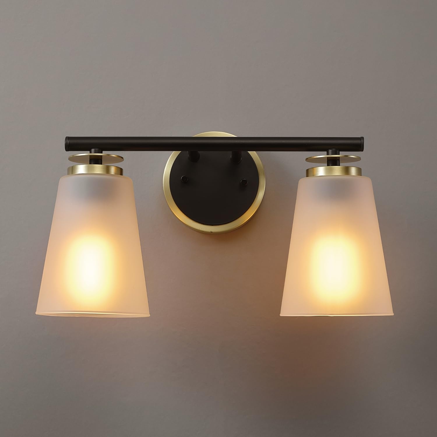 image:imageGlobe Electric 51411 3Light Vanity Light Oil Rubbed Bronze Clear Glass Shades Bathroom Lights Over Mirror Lights for Bathroom Powder Room Lighting Makeup Mirror Lights Home DcorMatte Black Frosted Glass